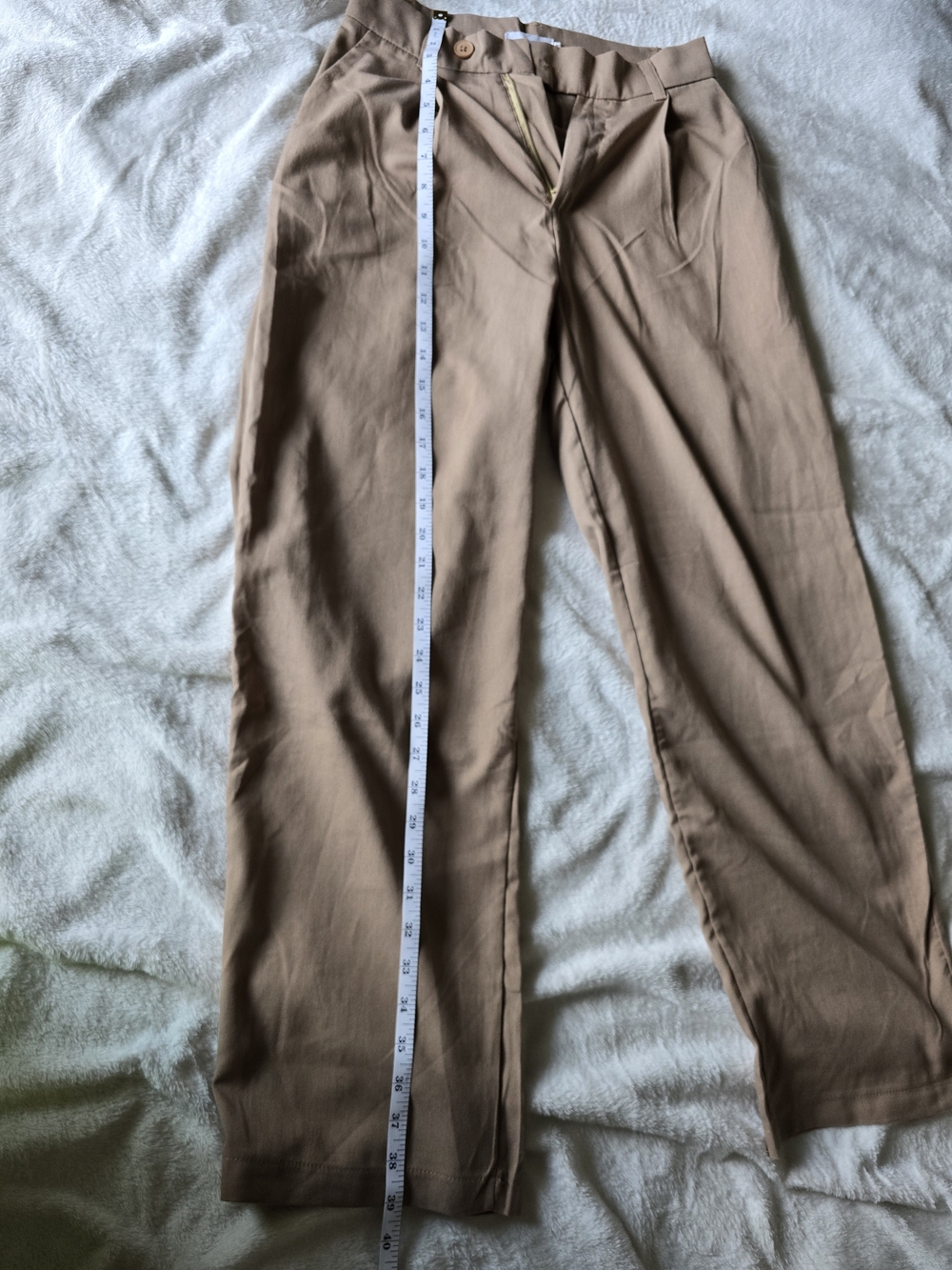 Design ​XY Vogue Camel Brown Pleated Straight Leg Tailored Pants Medium - Picture 4 of 8